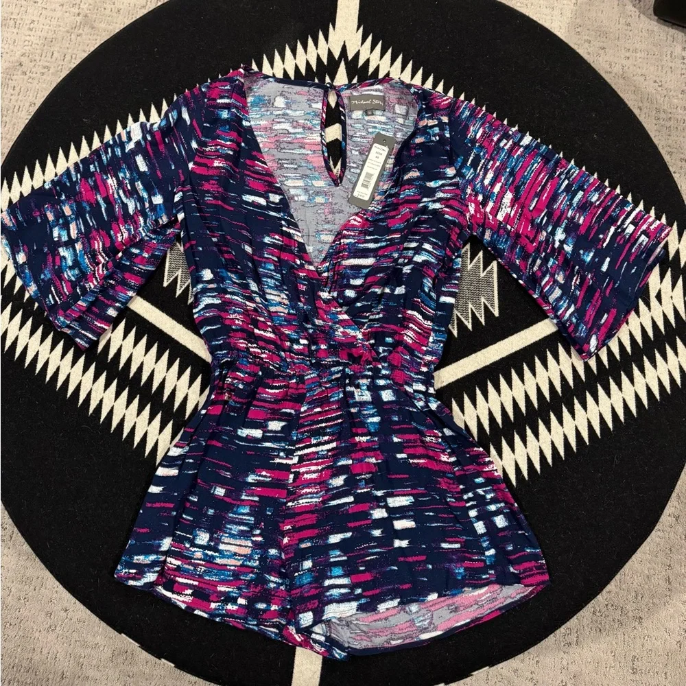 Michael Stars Pink and Blue Graphic Blouse - Picture 2 of 5